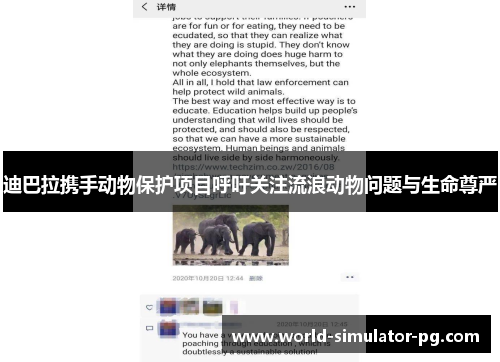 迪巴拉携手动物保护项目呼吁关注流浪动物问题与生命尊严